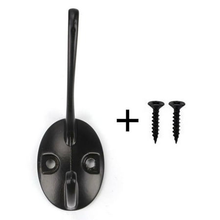 

1Pack Heavy Duty Dual Coat Hooks Wall Mounted 20 Screws Black Hook Double P6Q2