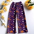 thumbnail image 5 of Womens Halloween Pjs Halloween Pumpkin Ghost Print Flannel Pajama Pants Elastic Waist Drawstring Wide Leg Sleep Wear, 5 of 5