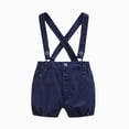 thumbnail image 6 of 12-18 Months Infant Baby Boys 2 Piece Formal Suit,Short Sleeve Shirt + Cuffed Suspender Shorts + Coordinated Bow Tie,Kids Gentleman Baptism Outfit,Summer Photo Birthday Wedding Attire,Blue, 6 of 9