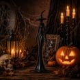 thumbnail image 5 of Halloween Elegant Black Witch Resin Style Plastic Figurine,Slim Witch with Hat and Broom Tabletop Statue for Mantel Shelf Gothic Indoor Decor, 5 of 5