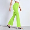 thumbnail image 4 of QLEICOM Womens Slacks Women's Wrinkle Free Relaxed Fit Straight Leg Pants Slim High Elastic Waist Solid Sports Yoga Flare Pants Work Cargo Casual Pants Wide Leg Pants Relaxed Fit Trousers Mint Green L, 4 of 8