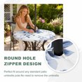 thumbnail image 5 of Round Outdoor Tablecloth with Umbrella Hole and Zipper, Blue Floral Art Fitted Table Cover with Elastic Edge for 55-60 Inch, Watercolor Botanical Spring Flowers Waterproof Patio Tablecoths for Picnic, 5 of 9