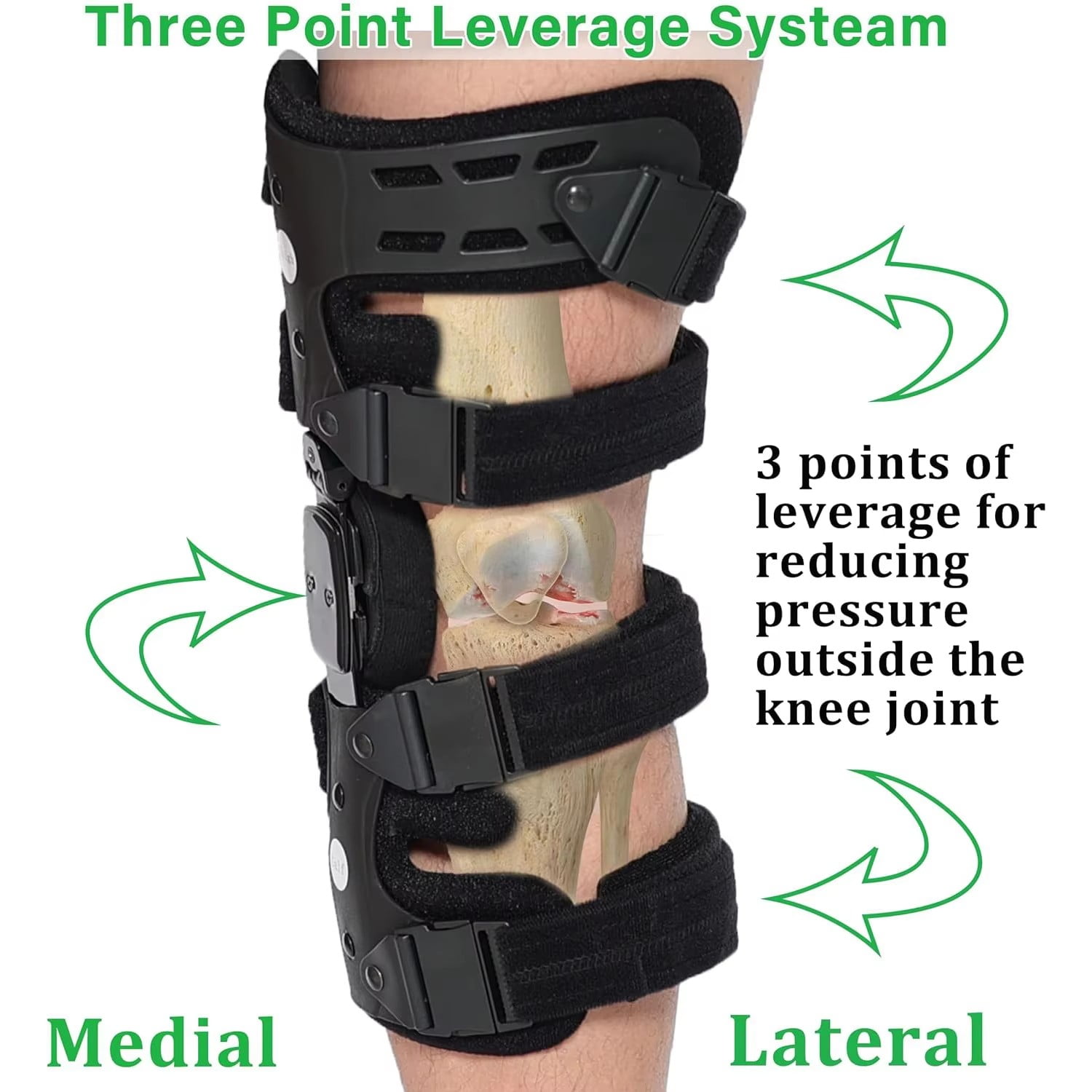 NEENCA Unloader Knee Brace - Lightweight, Low Profile OA Knee Brace for Arthritis Pain and Support - Premium Knee Support for Medial and Lateral Knee Pain (Left)