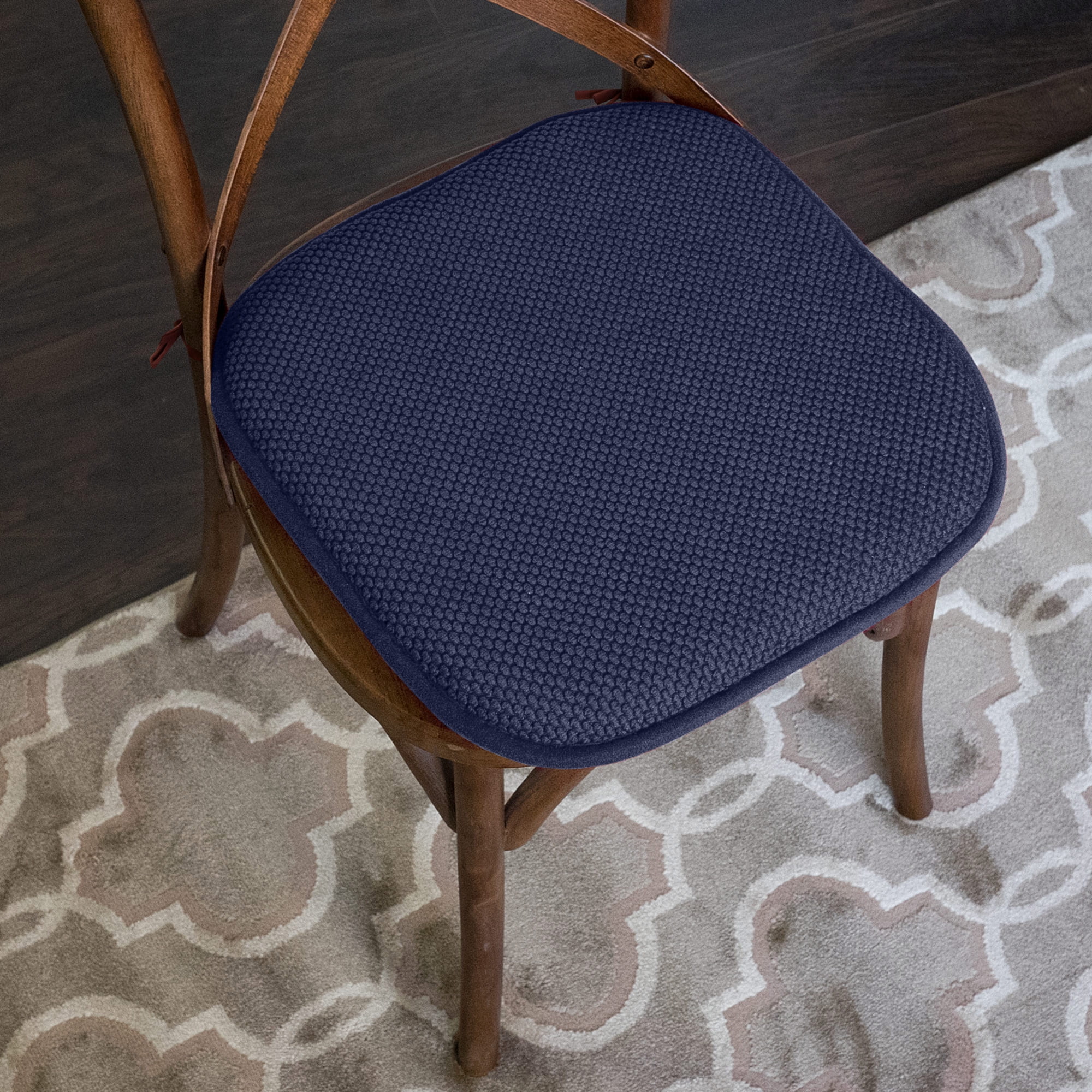 Sweet Home Collection 16" x 16" Navy Square Chair Pad Outdoor Seating Cushions (4 Pack)