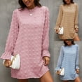 thumbnail image 5 of Women Puff Long Sleeve Ruffle O-Neck for Swiss Dot Casual Loose Chiffon Midi Dre, 5 of 18