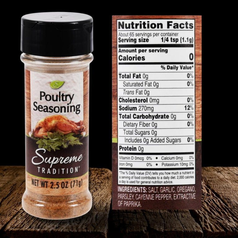 Poultry Seasoning, Glass Bottle with sifter, Non GMO, 1/2 cup, 3.2 oz. -  The Grindstone