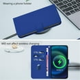 thumbnail image 4 of Wallet Case Compatible for iPhone 16, PU Leather Magnetic Closure Protective Flip Folio Case with 3 Card Holder and Wrist Strap Cover Women Men,Dark Blue,For iPhone 16, 4 of 7