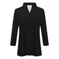 thumbnail image 5 of Cqxid Basic T Shirts for Women Women's Fashion Shirt Collared 3/4 Length Sleeve Solid Color Blouse Summer 2025 V Neck Business Work Tops Trendy Tunic Blouses Basic Tees, 5 of 5