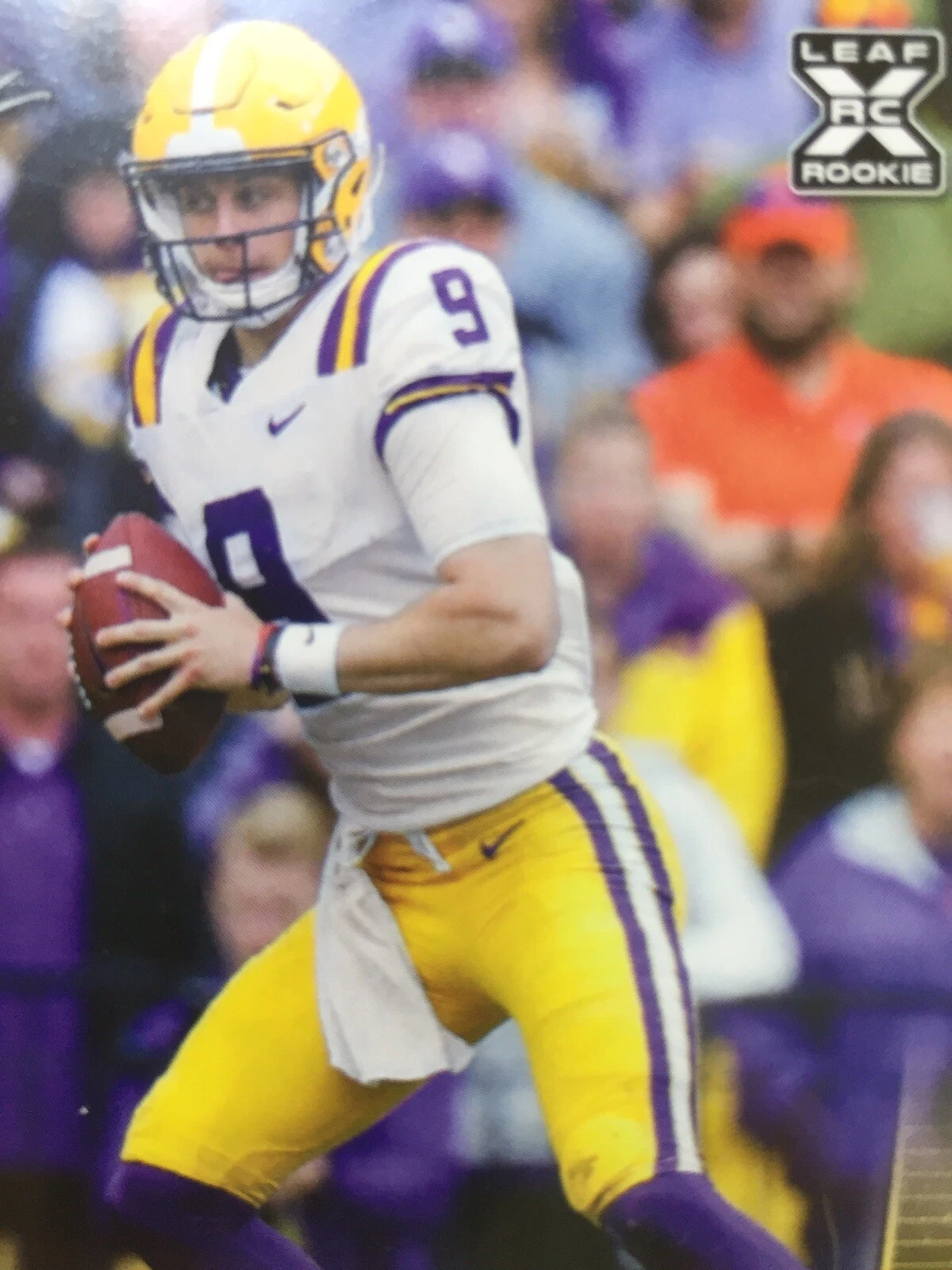 JOE BURROW ROOKIE CARD JERSEY #9 LSU GOLD RC 2020 Leaf Football BENGALS