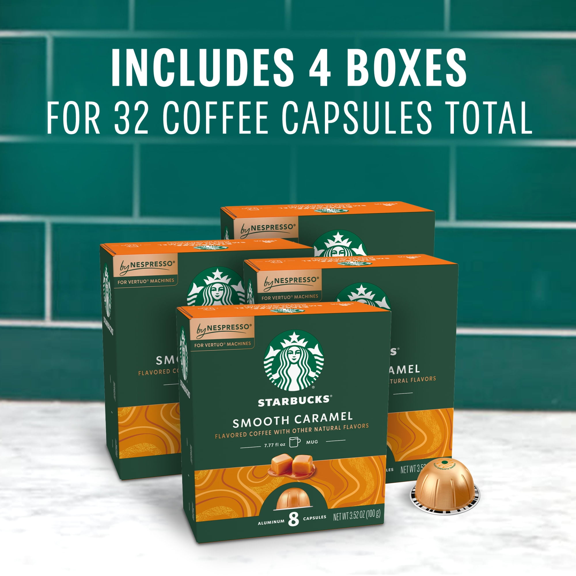 Starbucks by Nespresso Vertuo, Smooth Caramel Flavored Coffee, Nespresso Pods, 32 Count