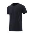 thumbnail image 2 of Men's Quick Dry Running T-Shirt With Nylon & Spandex, Crew Neck Short Sleeve Moisture Wicking Top, Solid Printed Athletic Tee for Gym Workout Fitness Reflective Casual | Zenithor,Black L, 2 of 8