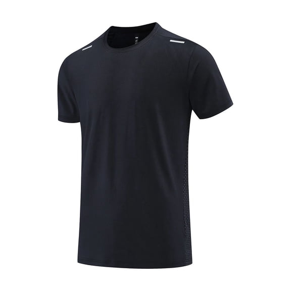 USNSM Men's Short Sleeve Workout Shirts Quick Dry Breathable Lightweight Athletic T-Shirts Running Gym Summer Sports Shirt Black M