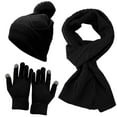 thumbnail image 2 of Dyfzdhu Men Women Winter Warm Knitted Adult Windproof Hat Cycling Skiing Knit Scarf Gloves Sets Black, 2 of 6