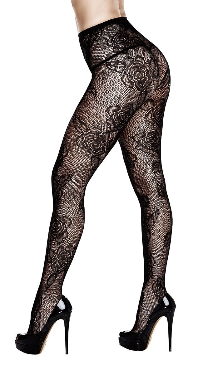 Plus Size Diamond And Floral Pantyhose 