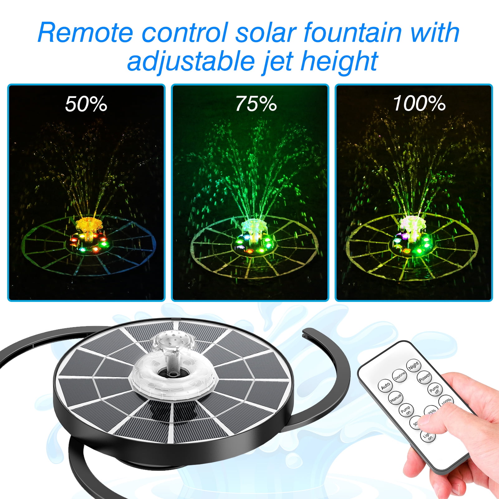 AISITIN 4W Solar Fountain 2024 Upgraded, Solar Fountain Pump with Bracket and 8 Nozzles, Solar Water Fountain for Bird Bath, Garden, Pond and Outdoor