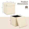thumbnail image 3 of Gymax Folding Storage Ottoman Upholstered Square Footstool PVC Leather 10.5 Gallon White, 3 of 10