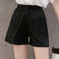 thumbnail image 5 of CHWGFWL Stretchy Jean Shorts for Women Women's High Waist Linen Loose Casual Thin Wide Leg Linen Shorts Cute Shorts for Women Summer White Shorts for Woman (Black ,M), 5 of 6