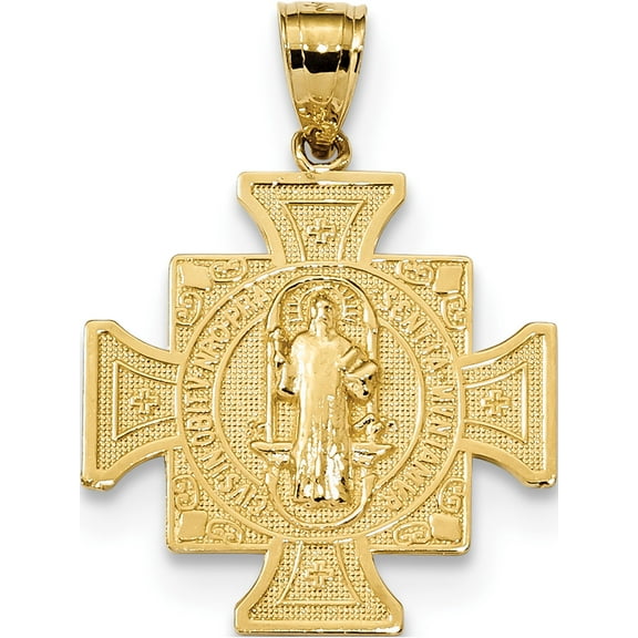 14K Yellow Gold San Benito 2-Sided Cross Pendant (28 X 20) Made In United States k6355
