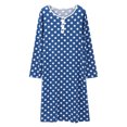 thumbnail image 3 of WBQ Womens Nightgown Long Sleeve Polka Dot Sleepshirts Spring Fall Loungewear House Dress Button Sleepwear Henley Nightdress, Blue S, 3 of 9