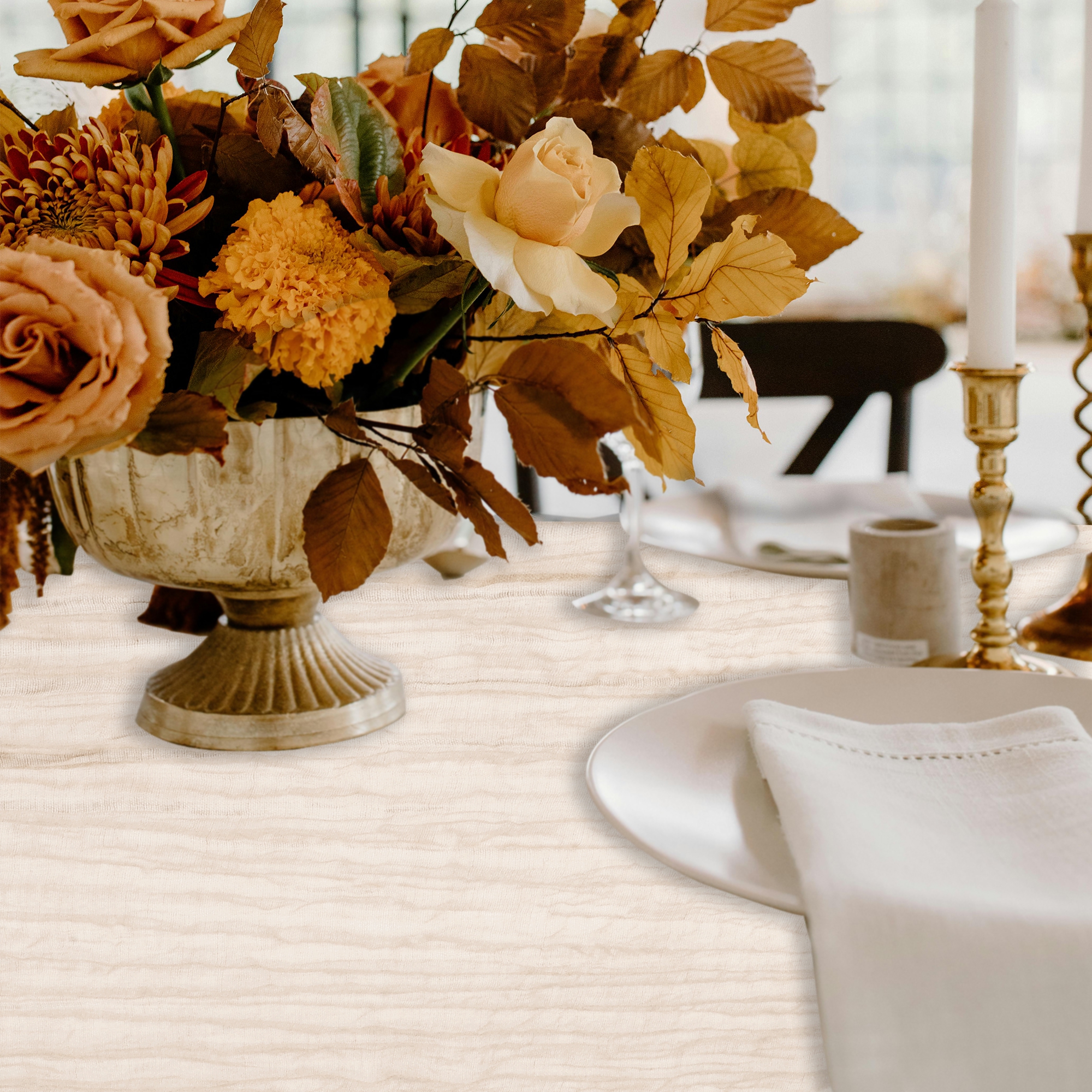Unique Bargains Cheesecloth Table Runner for Wedding Decoration 118.11"x 35.43" Beige