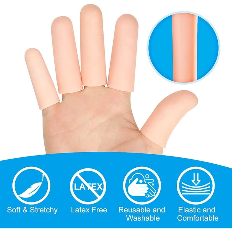 Isslly 20 PCS Gel Finger Sleeves - Silicone Protectors For Arthritis, Blisters, Cracking, 1.97 Inch Length
