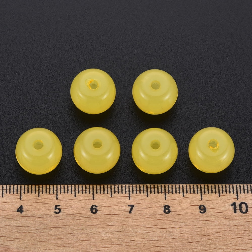 Imitation Jelly Acrylic Beads Barrel Yellow 13x10.5mm Hole: 2.5mm 375pcs/500g