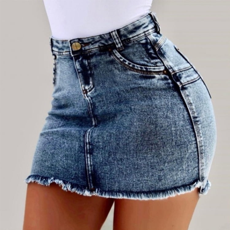 Womens Soft Stretchy Denim Jean Pencil Skirt Tummy Control Lacing Hip Skirt for Summer Holiday Janly Clearance Sale Dress for Womens