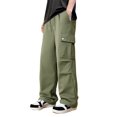 thumbnail image 2 of Men's Wide-Leg Cargo Pants - Drawstring Waist & Adjustable Cuffs for Streetwear & Casual Outfits Army Green 3XL, 2 of 5