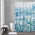 thumbnail image 5 of Blue Summer Ocean Bathroom Shower Curtain, Jellyfish Seaweed Coastal Wood Grain Waterproof Washable Soft Bath Curtain for Bathtub Decor with 12 Hooks&Grommet, 36x78 Inch, 5 of 9