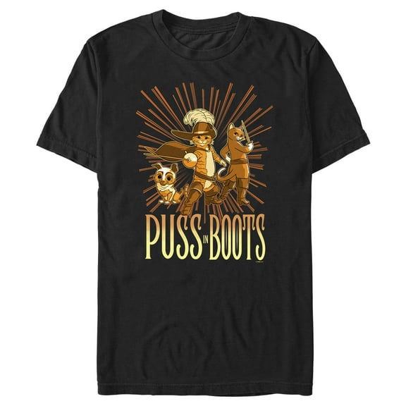 Men's Puss in Boots: The Last Wish Character Poster  Graphic Tee Black Large