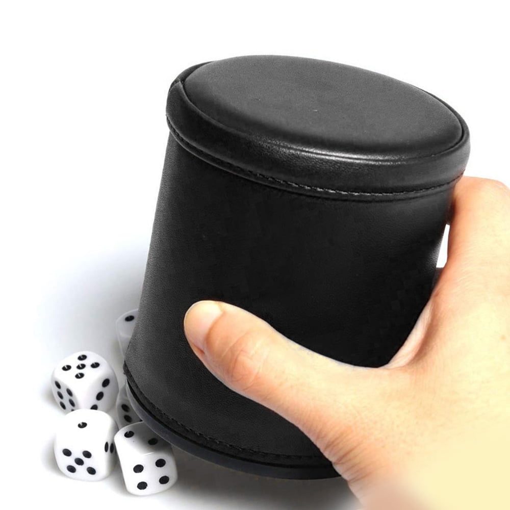 1PC Black Red Leather Dice Cup Felt Lining Quiet Shaker for Playing Dice Game 