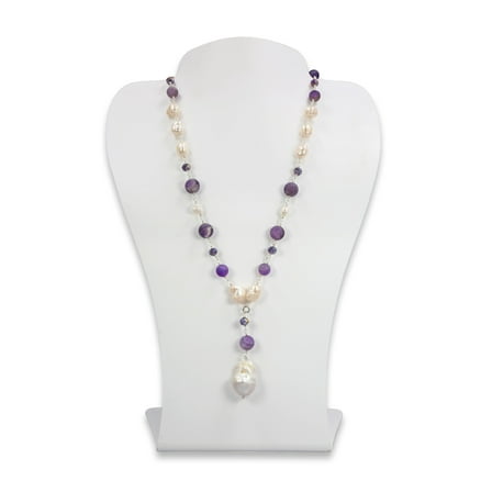 Matte Amethyst and Freshwater Pearls Necklace