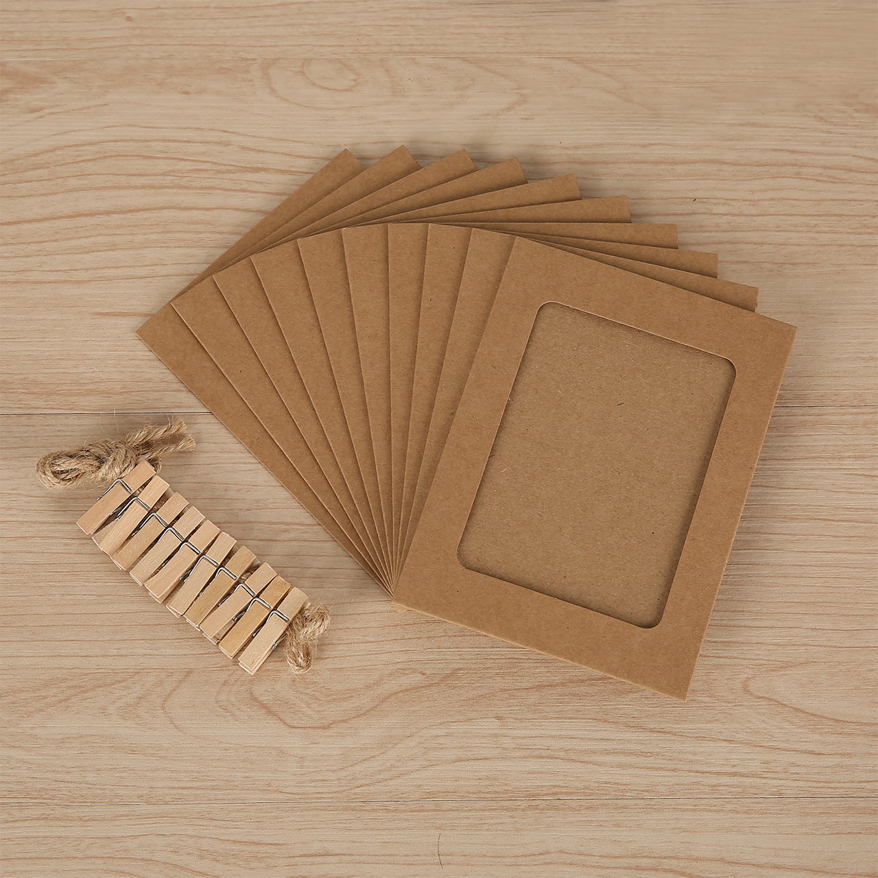 Paper Photo Frame 4x6 Kraft Paper Picture Frames 30 PCS DIY Cardboard Photo  Frames with Wood Clips and Jute Twine (WHITE) - Walmart.com