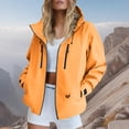 thumbnail image 5 of Jacket With Hood Waterproof Fashion Casual Women's Solid Color Blouses Long Sleeve Zipper Pocket Hooded Casual Fashionable Top Yellow Xl, 5 of 7