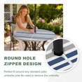 thumbnail image 4 of Round Outdoor Tablecloth with Umbrella Hole and Zipper, Navy Blue Grey Striped Tablecloth with Elastic Waterproof, Horizontal Lines Simple Minimalist Patio Table Covers for 45" - 54" Pool Tables, 4 of 9