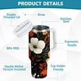 thumbnail image 2 of Yayeee 30oz Stainless Steel Tumbler with Straw and Handle Double-Wall Insulated Travel Water Bottle, Red Flowers Pattern, 2 of 8