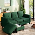 thumbnail image 3 of Walsunny 76.4" Convertible Sectional Sofa, L Shaped Sectional Sofa with Side Pocket, 3 Seat Sofa Couch with Storage Ottoman for Small Living Room, Apartment, Bedroom, Green, 3 of 13