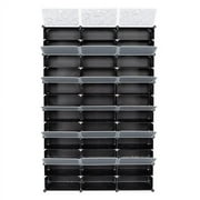 Ktaxon 36 Cubes 72 Pairs Modular Plastic Shoe Storage Cabinet Boxes Expandable 12 Tiers Shoe Rack Shelf Tower Stand Shoe Storage Organizer for Hallway Bedroom Closet Entryway Black