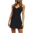 thumbnail image 1 of Fridja Femmes Sans Manches Spaghetti V-Cou Sangle Imprimé Été au-Dessus du Genou, Mini-Robe, 1 of 9