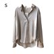 thumbnail image 1 of Blusa de mujer Camisa holgada de manga larga de satén Retro Girl Casual Top, Albaricoque, S Sweethay AP001166-01B, 1 of 7