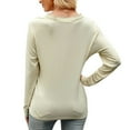 thumbnail image 5 of Women Elegant Lace Trim Tops Spring Casual Solid V-Neck Sexy Long Sleeve Pullover Blouse T-shirt Trendy Tops, 5 of 5