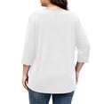 thumbnail image 5 of Vivianyo HD Women's V Neck Tunic Shirt, Curved Hem Three Quarter Sleeve Solid Top for Women, Fall Stretch Casual Shirt for Shopping Trips and Daily Errands, Sizes L-5XL, 5 of 8
