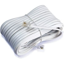 50 Ft 4C Telephone Extension Cord Cable Line Wire, for any Phone, Modem, Fax Machine, Answering Machine, Caller ID, White
