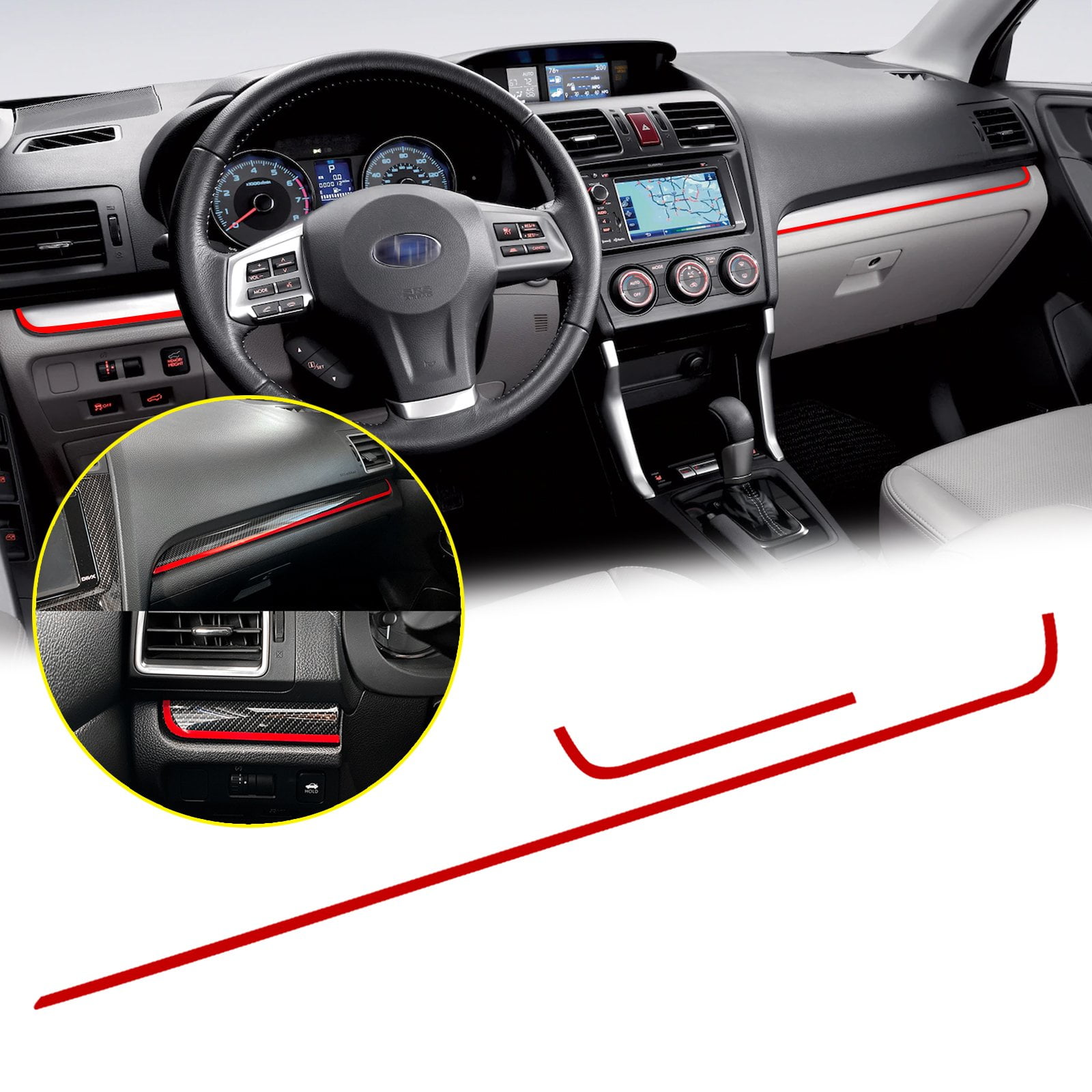 Xotic Tech for Subaru WRX STI 2015-2020 Car Interior Dashboard Console  Panel Pinstripe Sticker Pre-cut Stripe Vinyl Decal Molding Trim Red 