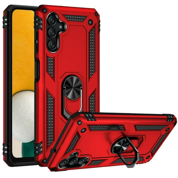 Phone Case for Samsung Galaxy A13 4G 2022 Military Grade Rugged Dual Layers Shockproof Hybrid Protection with Ring Kickstand Cover for Galaxy A13 (4G LTE) - Red