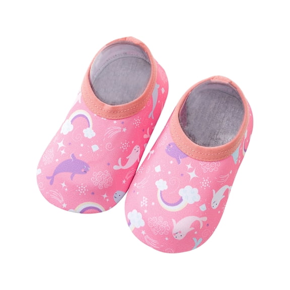 Odeerbi Toddler Girls Boys Non-slip Socks Breathable Indoor Socks Kids Cartoon Print Hot Pink