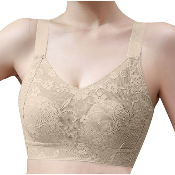 Seamless Bras for Women Pack No Underwire Push Up Bralette Fashion Comfort Small Cup Solid Wire Underwear Bra (Beige L)