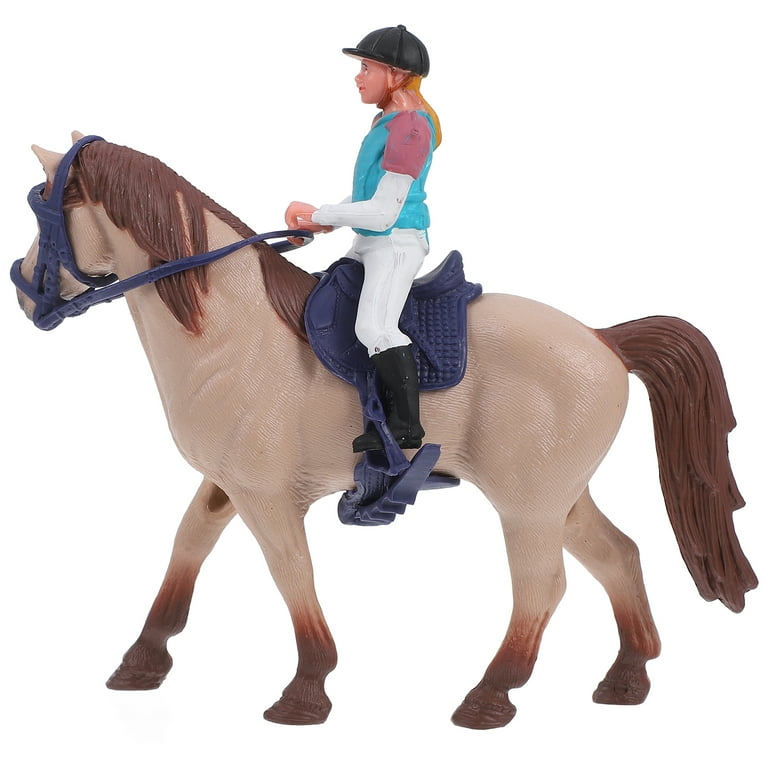 Hand-Painted Horse Sculpture With Rider Diy Miniature Horse Rider