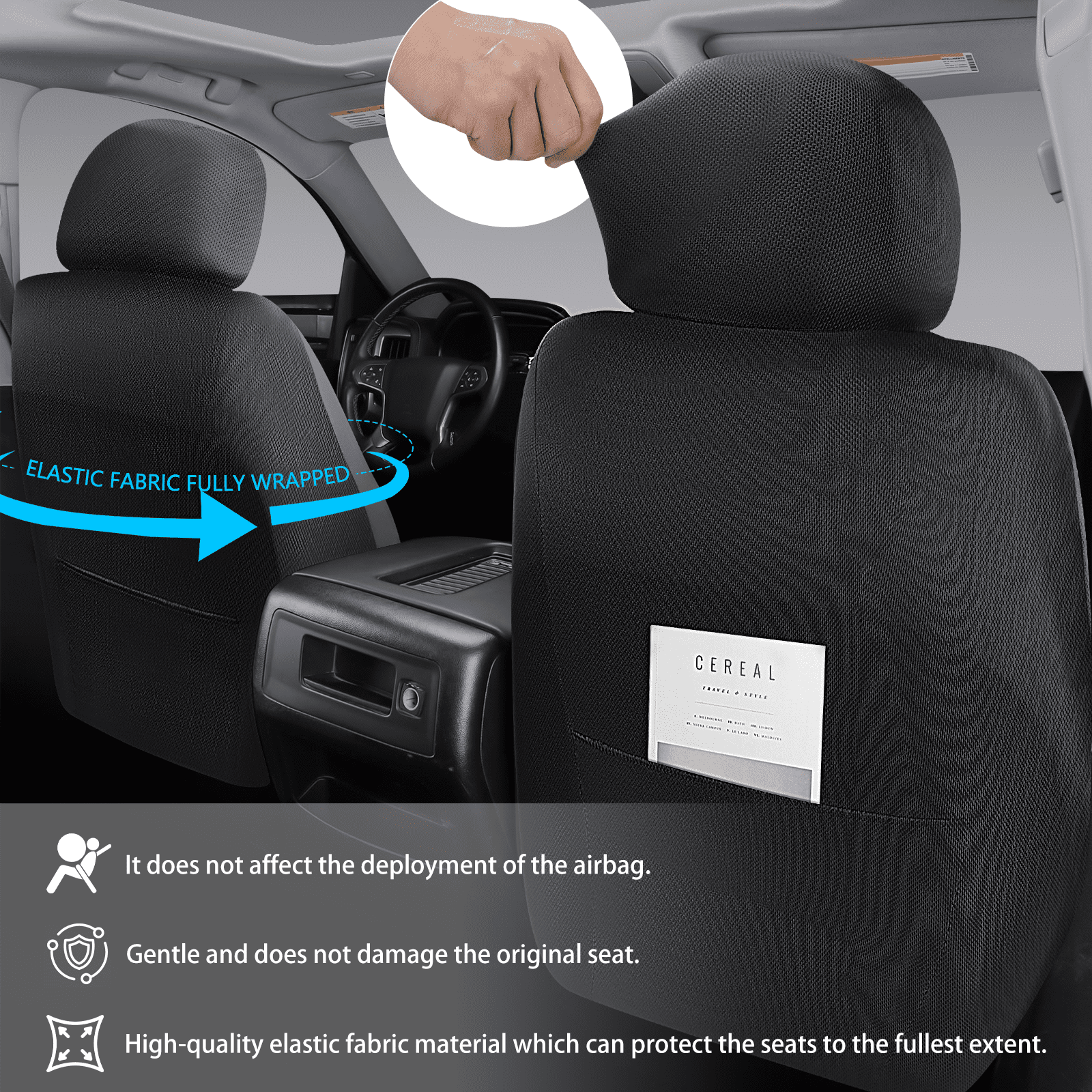 NS YOLO Premium Leather Car Seat Covers Full Set,Universal Fit for Cars,Trucks&SUVs,Waterproof Car Seat Cushion,Full Coverage Car Seat Protector with 5 Seats,Black