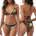 thumbnail image 3 of Lsque Sunset Floral Fantasy Landscape Pattern Women Two Piece Swimsuit Sexy Swimwear Halter String Triangle Bikini Sets, 3 of 6